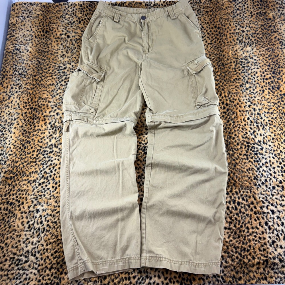 No Boundaries Mens 34x34 Baggy Khaki Cargo Pants Zip Off Convertible Y2K NB367